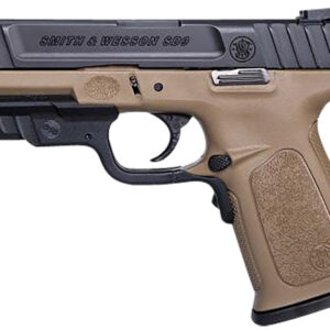 Smith & Wesson 12400 SD9  Compact Frame 9mm Luger 17+1, 4" Black Armornite Stainless Steel Barrel & Serrated Slide, Flat Dark Earth Polymer Frame w/Picatinny Rail, Crimson Trace Laser