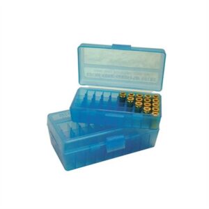 FLIP TOP PISTOL AMMO BOX 41 LC-45 LONG COLT 50 ROUND BLUE