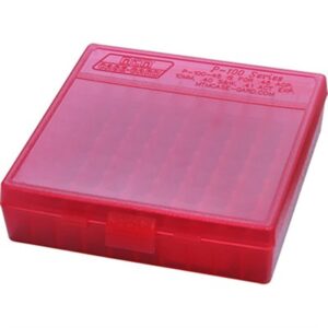 FLIP TOP PISTOL AMMO BOX 10MM-45ACP 100 ROUND RED
