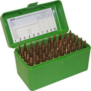 FLIP TOP RIFLE AMMO BOX 223-RUGER 6X47 50 ROUND GREEN