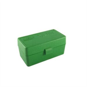 FLIP TOP RIFLE AMMO BOX 22-250 -7MM 50 ROUND GREEN