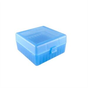 FLIP TOP RIFLE AMMO BOX  22 BR-308 WINCHESTER 100 ROUND BLUE