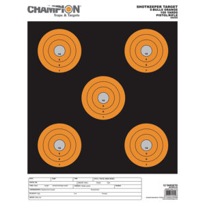 Champion Targets 45555 Shotkeeper  5" Bullseye Paper 100 yds Pistol/Rifle Large Black/Orange 12 PK
