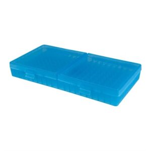 FLIP TOP PISTOL AMMO BOX 40 S&W-45 ACP 200 ROUND CLEAR BLUE