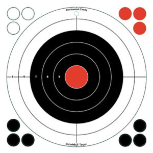 Birchwood Casey 33912 Stick-A-Bull  Self-Adhesive Paper Black/Red/White 12" Bullseye 5 Pack