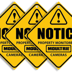 Moultrie MCA13133 Camera Surveillance Signs  Yellow 3 Per Pkg