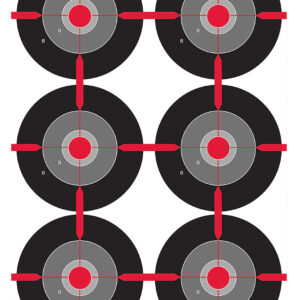 Birchwood Casey 35705 Dirty Bird  Multiple Bullseye Tagboard Hanging Pistol 12" x 18" Black/Red/Gray White Impact Splatter 8 Per Pkg