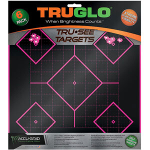 TruGlo TG14P6 Tru-See 5- Diamond Target Self-Adhesive Heavy Paper Black/Pink 12"x12" 6 Pack