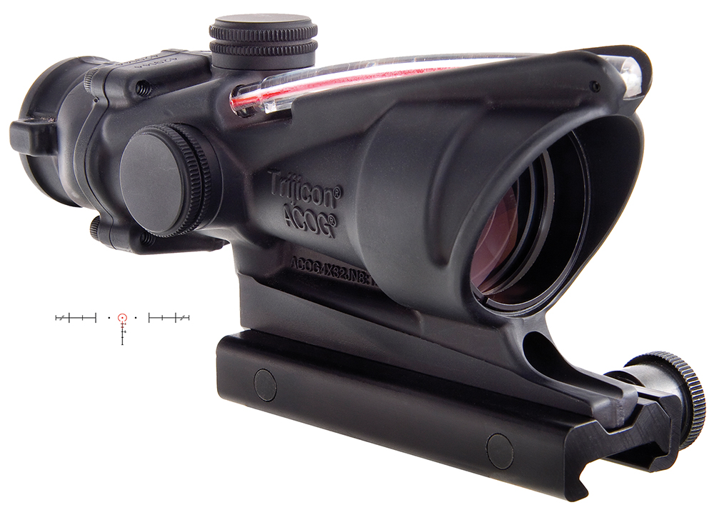 Trijicon 100219 ACOG Black Hardcoat Anodized 4x32mm Illuminated Red Horseshoe .223/5.56 BDC Reticle
