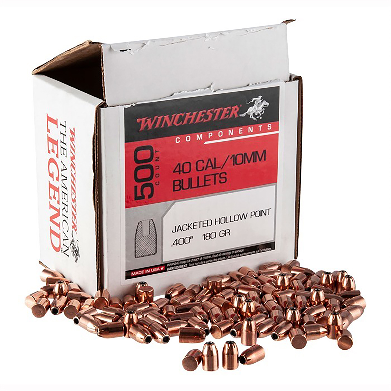 Winchester Ammo WB40HP180D Centerfire Handgun Reloading 40S&W 180gr Jacketed Hollow Point 500 Per Box/3 Case