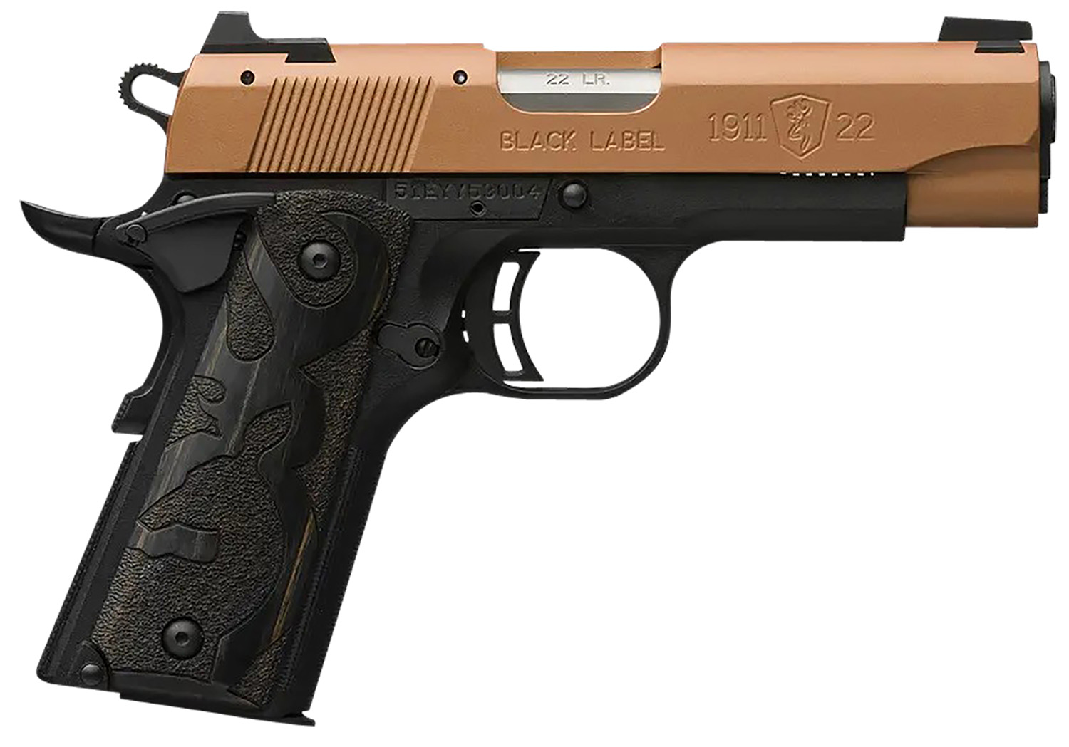 BROWNING 1911-22 BLACK LABEL – 22LR 3.58″ COMP BLACK/COPPER | USA Gun Store