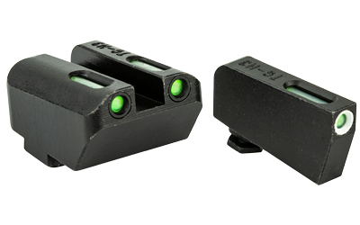 Truglo TFX Tritium/Fiber-Optic Day/Night Sight Set (Suppressor Height) fits Glock 20 21 25 28 29 30 31 32 37 40 and 41 – White Outline Front