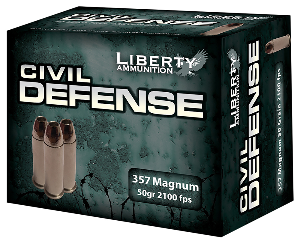 Liberty Ammunition Civil Defense HP 50 Grain Nickel Plated Brass .357 Mag 20Rds