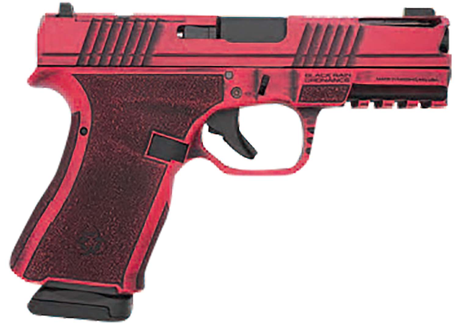 Black Rain Ordnance Frontline+ Handgun 9mm Luger 15rd Magazine 3.75″ Barrel Firehouse Red Battleworn