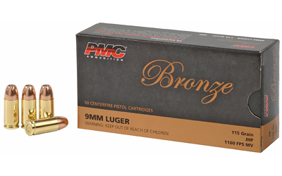 PMC 9B Bronze 9mmLuger 115gr Jacketed Hollow Point 50 Per Box/20 Case