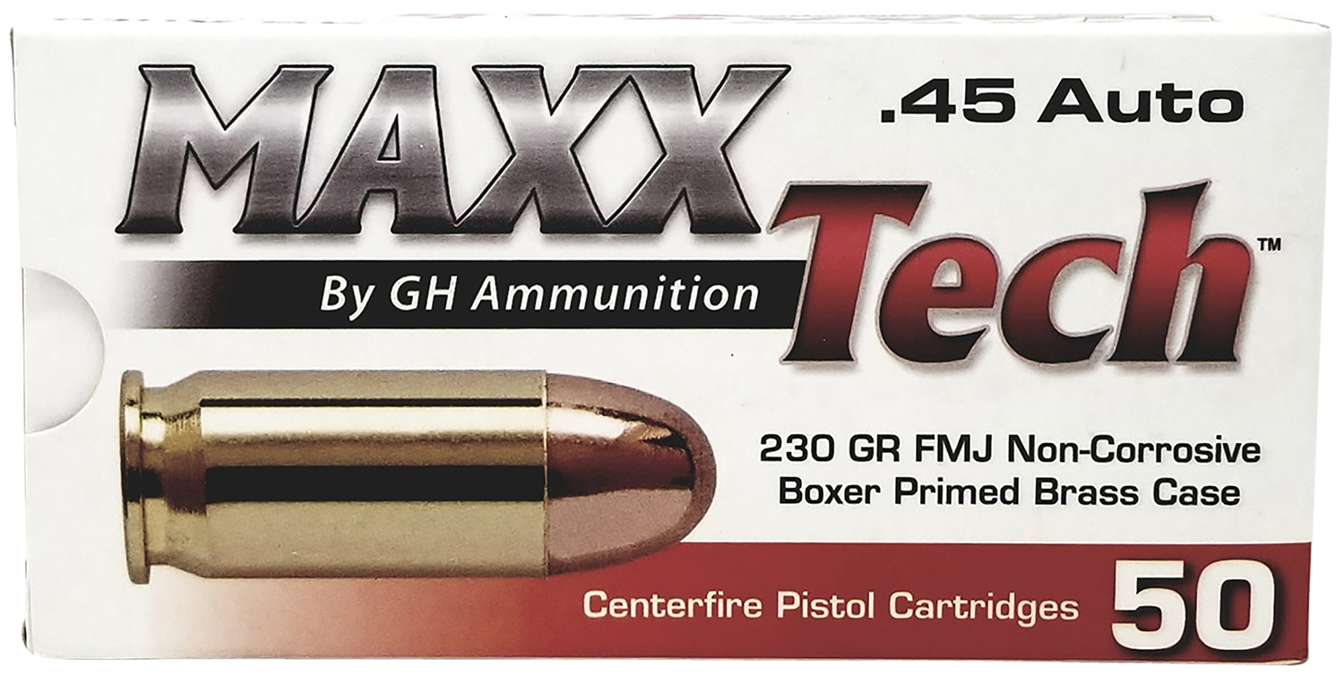 MaxxTech PTGB45B Brass Pistol 45ACP 230gr Full Metal Jacket 50 Per Box/10 Case