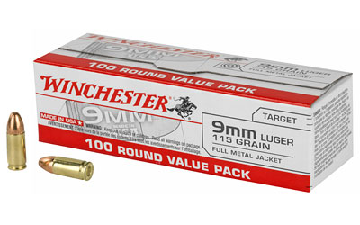 Winchester 115gr FMJ 9mm Ammunition, 100rds – USA9MMVPY