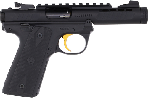 Ruger 43956 Mark IV 22/45 Lite 22 LR 10+1 4.40″ Stainless Threaded Barrel, Black Anodized Serrated Slide w/Picatinny, Black Anodized Polymer Frame, Black Checkered 1911-Style Grip